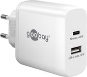 Goobay Dubbel snabbladdare, USB-C, USB-A, PD, GaN, 45W - Vit