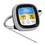 FLAMEER Smart BBQ Grill Thermometer Upgraded Stainless Dual Probes Safe to Leave in Outdoor Barbecue Meat Smoker Wireless Remote - Black Silver
