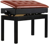 Leatherette Piano Stool Height Adjustable Seat Keyboard Bench Black (Color: White Size: Custom)-Brown_Double Uptodate