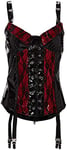Honour PVC Valentina Lace Basque-Black & Red-UK 22, US 20, EU 50 (4XL), PVC Clothing, Vinyl Clothing, Shiny Clothing