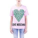 Love Moschino Women's T-Shirt_Animalier Printed Heart, Pink (Pink L94), 6 (Size: 38)
