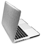 MyGadget Slim Sparkly Case Glitter - Hard Cover Gloss for Apple Macbook Pro Retina 13 inch (2012 - mid 2016) - Plastic snap on Shell in- Silver