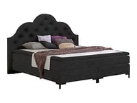 Atlantic Home Collection Caro Luxe Lit à Sommier Tapissier, 180 x 200 cm, avec Surmatelas (Niveau de Fermeté H2), Noir Nuit