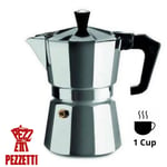 Pezzetti Italexpress Moka Pot Stove Top Coffee Maker - 1 Cup Silver Espresso