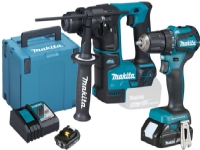 Makita Cordless combo kit DLX2454AJ, drill driver + rotary hammer, 18V (blue/black, 2x Li-ion battery 2.0Ah, MAKPAC)