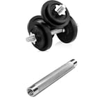 Yes4All Cast Iron Adjustable Dumbbell Weight Set, 2 handles - 22.7 KG - 2 Handles and 1 Connector
