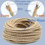 Kärna 3 Kärntråd Vriden Kabel Hamparep Elektrisk Tråd Retro Stil Koppar Vintage Lamppropp Vävda Textiltråd Hängande Ljuskabel 3 Kärnor 3 Core 5 m