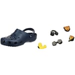 Crocs Unisex-Adult Classic Clogs, Navy, M6/W7 UK + Unisex's Get Swole 5 Pack Shoe Charms, Multicolor, One Size