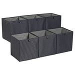 Amazon Basics Collapsible Fabric Storage Cube Organiser Bins, Pack of 6, Black With White Plus Signs, 33 x 38 x 33 cm
