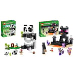 LEGO 21245 Minecraft Le Refuge Panda, Jouet De Maison Amovible, avec Figurines Animaux Et Squelette & 21242 Minecraft L’Arène de l’End, Jouet de Combat avec Lave, Figurine Dragon de l'Ender
