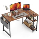 CubiCubi Bureau d'ordinateur avec Etagères - 120 * 70 * 75 cm Petit Bureau d'angle en Forme L Table Rangement, Bureau Informatique Réversible Bibliothèque, Marron