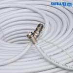 20m White RG6 Satellite Coax Cable For Sky Freesat TV Aerial + Fitted F plug