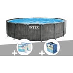 Intex - Kit piscine tubulaire Baltik ronde 4,57 x 1,22 m + Bâche à bulles + 6 cartouches de filtration