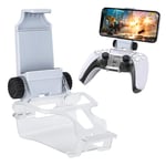DLseego PS5 Controller Phone Mount, Foldable Mobile Phone Holder Bracket Clamp with Adjustable Clip for PlayStation 5 DualSense Wireless Controller - White