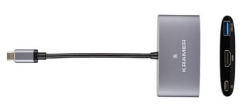 Kramer KDock-1 USB-C Hub Multiport Adapter - 4K@30 Hz HDMI output, USB 3.0, charging passthru