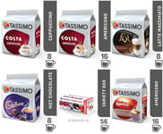 ☕ TASSIMO T Discs Pods Coffee Latte Cappuccino Americano Cadbury Variety Box 56☕