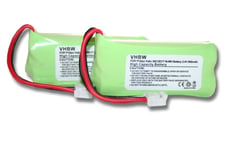2 X Batteries Ni-Mh 600mah (2,4 V) Pour Téléphone Philips Dect, Kala, Xalio, Aleor, Zenia, Nott. Rempace : 2hr-Aaau, H-Aaa600x2, H-Aaa500x2