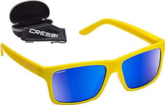 Cressi Bahia Floating Sunglasses Lunettes de Soleil de Sport Flottantes Polarisées Anti UV 100% Unisex-Adult, Jaune/Verres Miroir Bleu, Taille Unique