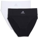 adidas Women's Hi-Leg Seamless Brief Panties, Black/White, Large (Pack of 2)