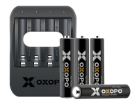 OXOPO XS series - 1 h USB-batteriladdare - (för 4xAAA) + batteri 4 x AAA - Li-Ion