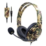 Adjustable PC /PS4 Game Gaming Headphones Soft Memory Earmuff and Noise-canceling Wired Headset For PS4 Game With Microphones Orange camouflage
