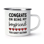 Congrats On Being My Boyfriend Lucky B-st-rd Enamel Mug Cup Valentine's Day Love