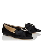 JIMMY CHOO ‘Gilly’ Black Velvet  Flat Slip On Shoes Size Uk 3.5 Eu 36.5 Rrp £595