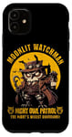 Coque pour iPhone 11 Wise Owl Night Moonlit Watchman Animal Mignon Robot Oiseau