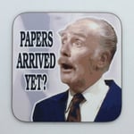 PAPERS ARRIVED YET? - Fawlty Towers Coaster / Bar Mat - Sturdy, Gloss, Original