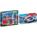 Playmobil City Action 9462 Fire Station, With Sound Effects, For Children Ages 5+ & City Action 6920 Police Car, With Light and Sound Effects, For Children Ages 5+