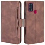 HualuBro Samsung Galaxy M31 Case, Magnetic Full Body Protection Shockproof Flip Leather Wallet Case Cover with Card Slot Holder for Samsung Galaxy M31 Phone Case (Brown)