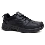Mens New Leather Wide Fit Hook & Loop/Lace Up Walking Running Gym Trainers Driving Shoes Size 7-12 (9 UK, Black - Lace)