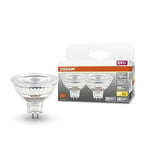 OSRAM Led Spot Mr16 Gl 50 Low-Voltage Led Reflector Lamp, Gu5.3 Base, Twin Pack, 6.5W, 630Lm, 2700K, Warm White Light, Very Low Energy Consumption, Long Life, No Warm-Up Time