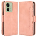 Motorola Edge 40 5G - Læder cover / pung - Aftagelig kortholder - Pink