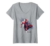 Womens Marvel Spider-Man Game Abstract City Swing V-Neck T-Shirt