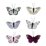 6 fjärilar i vårfärger för dekoration, längd 6 cm