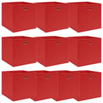 vidaXL opbevaringskasser 10 stk. 32x32x32 cm stof rød