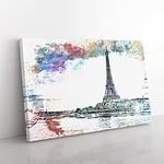 The Eiffel Tower In Paris France In Abstract Modern Art Canvas Wall Art Print Ready to Hang, Framed Picture for Living Room Bedroom Home Office Décor, 76x50 cm (30x20 Inch)