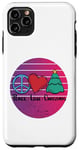 Coque pour iPhone 11 Pro Max Rétro Paix Amour Noël, Paix Joyeux Noël Vert