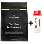 Protein Works Diet Meal Replacement Choc Silk 500G + PhD Shaker DATED JUL/2023