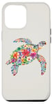 iPhone 13 Pro Max Colorful Tropical Hibicus Flower Sea Turtle Aesthetic Beach Case