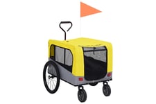 Be Basic 2-i-1 sykkeltilhenger og joggevogn for kjæledyr gul grå - Gul