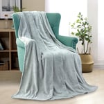 JessyHome Flannel Fleece Throw Blankets Double/Twin Fluffy Plush Bed Blankets Water Ripple Sleep Blankets Embossed for Sofa/Couch 150x200cm-Light Grey