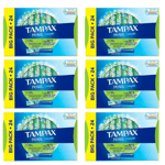 6 x 24 Tampax Pearl Compak Applicator Regular Leak Protect Absorbancy Tampons