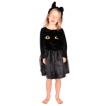 Den Goda Fen - Black Cat dress w. Head Piece (98-104 cm) (F77010)