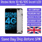 Xiaomi Redmi Note 10 4G/10S TFT LCD Screen Display Touch Digitizer + frame