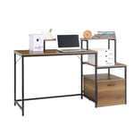 SoBuy Table de Bureau avec 3 Étagères, Bureau à Domicile, Bureau Informatique, Table à Travaille, Bureau Ordinateur, Bureau avec Étagères, Cadre en Acier, 143x90x50cm FWT103-PF