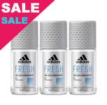 Adidas Men Fresh Roll-On Deodorant Antiperspirant 3 x 50ml