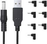 Universal USB to DC Cable 5V, Ancable USB to DC Power Cable 5.5 * 2.1mm Jack 5V Charging Cord with 7 Selectable Connector Tips(5.5*2.5, 4.8*1.7, 4.0*1.7, 4.0*1.35, 3.5*1.35, 3.0*1.1, 2.5*0.7)