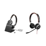 Jabra Evolve 65 SE - Micro-Casque stéréo Bluetooth sans Fil - Micro à réduction de Bruit & Evolve 40 MS Stereo Headset – Microsoft Certified Headphones for VoIP Softphone